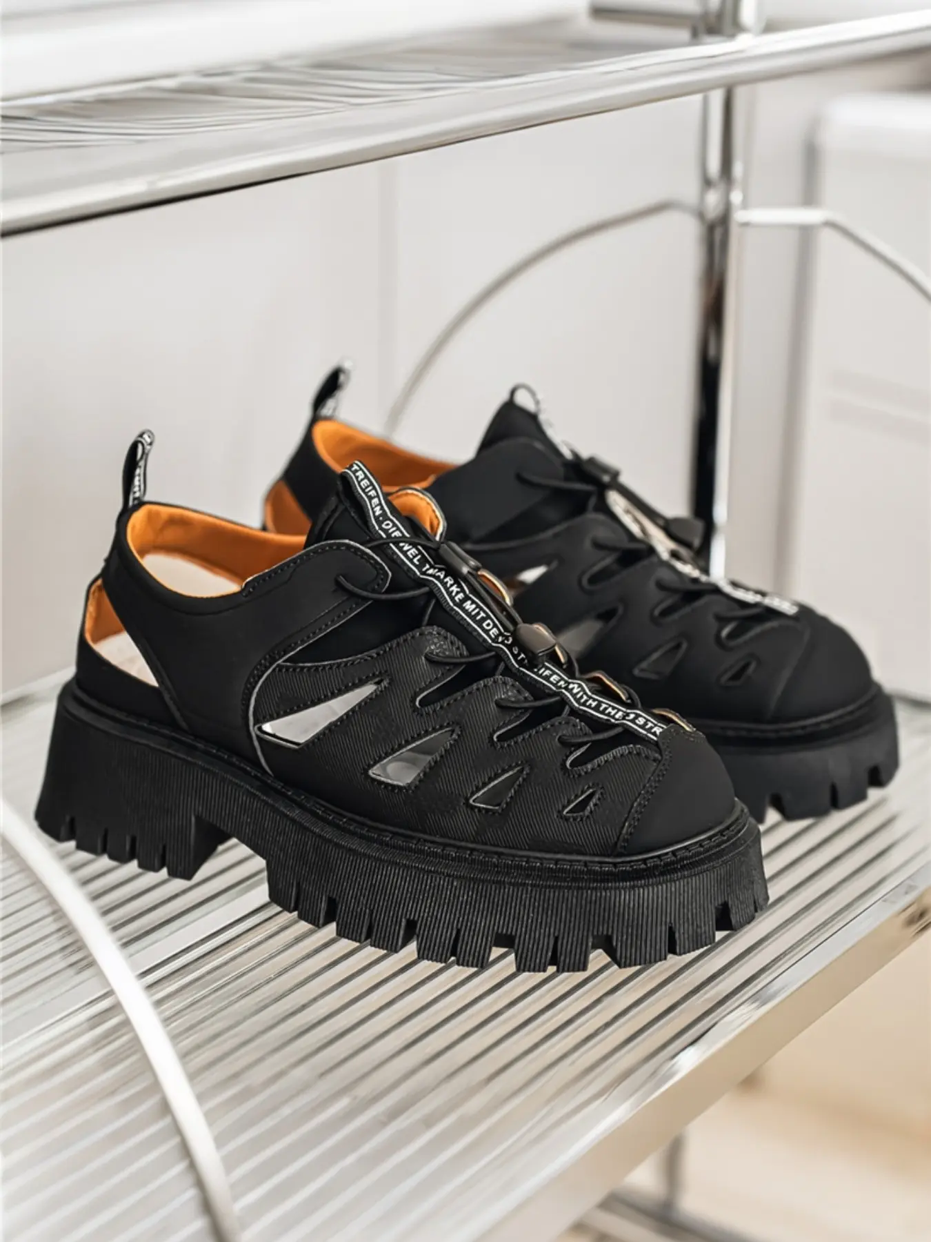Men's Summer Trendy Platform Closed-Toe Sandals, Ins-Style Hollow  Shoes, Outdoor Functional Casual Beach Footwear