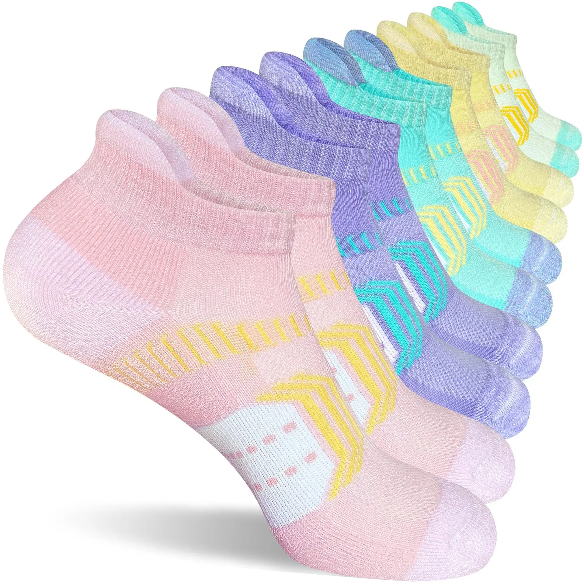Womens Athletic Cushioned Anti-Blister Running Ankle Socks 5 Pairs
