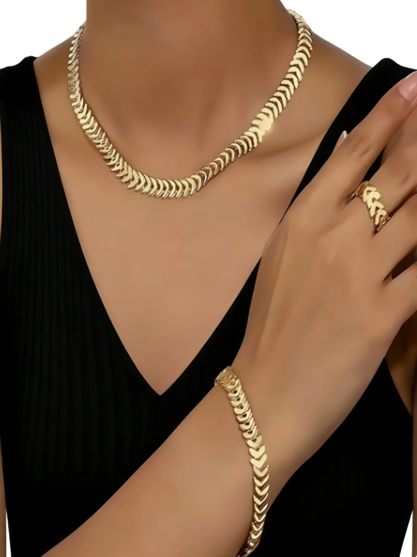 Women's Minimalist Jewelry Set, Necklace Bracelet Ring Trio, Casual Spring Summer Accessories Gift, Daily Wear Essentials