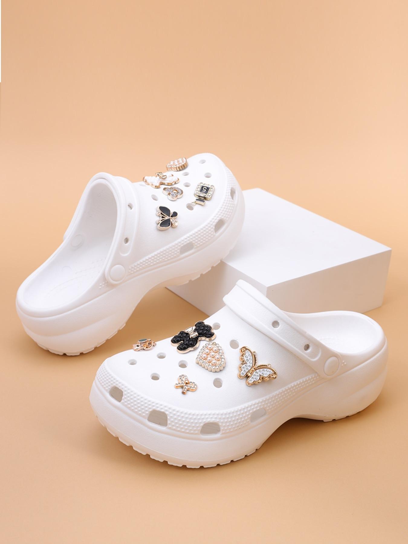 Women's Cute Rhinestone Decorated Slides, Casual Comfortable Platform Slippers for Beach, Eva Beach Slippers, Fashionable Shoes for Indoor & Outdoor Wear, Girl, Soft Sole Slippers, Thick Sole Slippers, Summer Slippers