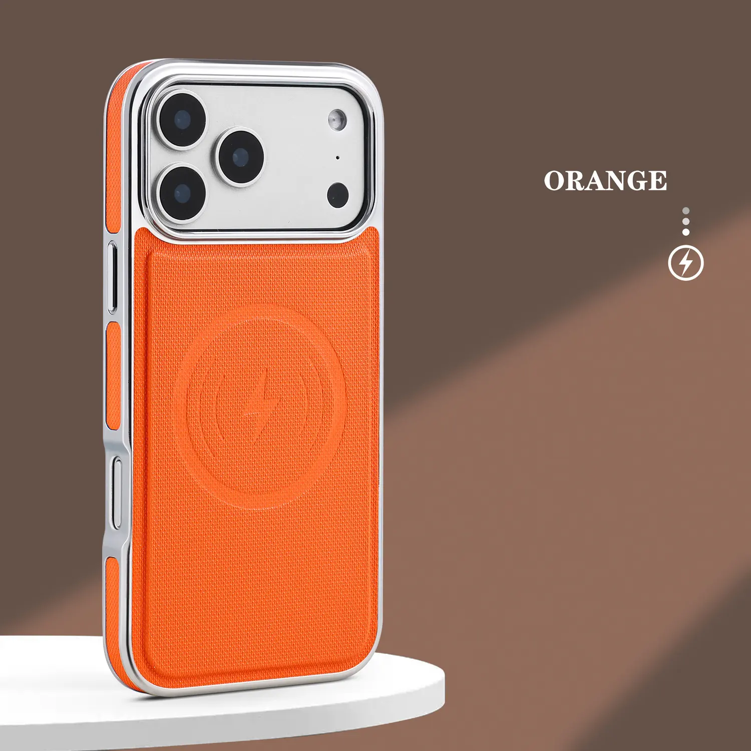 Full Anti-Drop Protective PU Leather Case, Magnetic Charging Compatible Shell with Lightning Pattern Back & Large Lens Hole, Fit iPhone 14/15/16/17 Pro Max