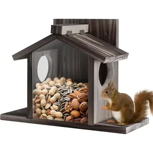 Gnodary Squirrel Feeders for Outside, Durable Squirrel House for Outdoor - Chipmunk Feeder, Squirrel Food for Backyard Squirrels Hold Corn, Corn Cob, Peanuts (Walnut Brown)