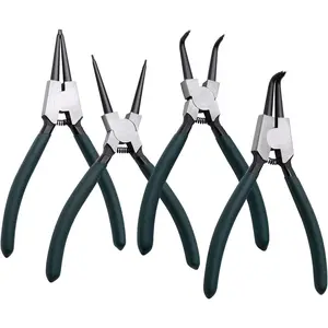 Pliers Set, 4pcs 7" Circlip Pliers Kit with Jaw, Heavy Duty Precision Spring Loaded Pliers for Ring Remover Retaining and Remove Hoses, Gaskets
