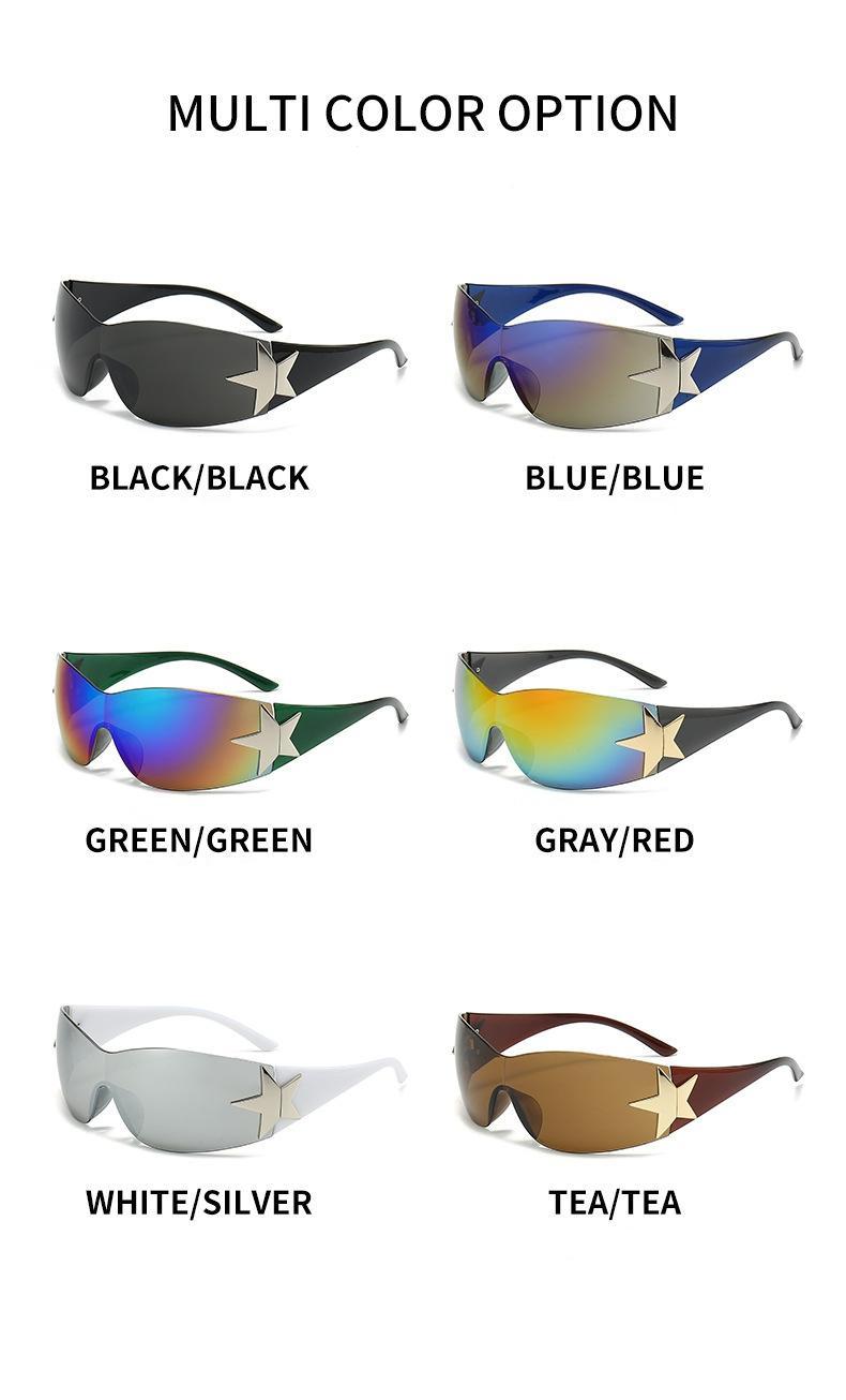 New Y2K Rimless Punk Sunglasses Goggle for Women Men Luxury Brand Wrap Around Sun Glasses with Polycarbonate Lens UV Protection Non-Polarized Clear Vision