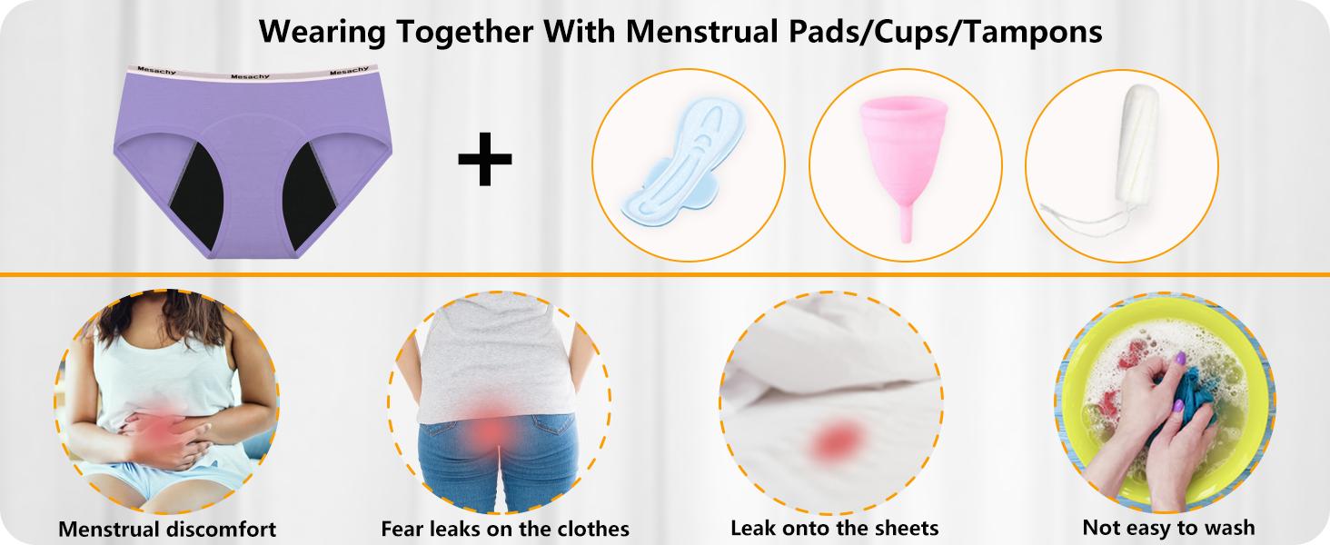 SUNDAY MIRTH Teens Girls Period Underwear Kids Period Panties Menstrual Leakproof Protective Underwear for Teens Cotton Briefs