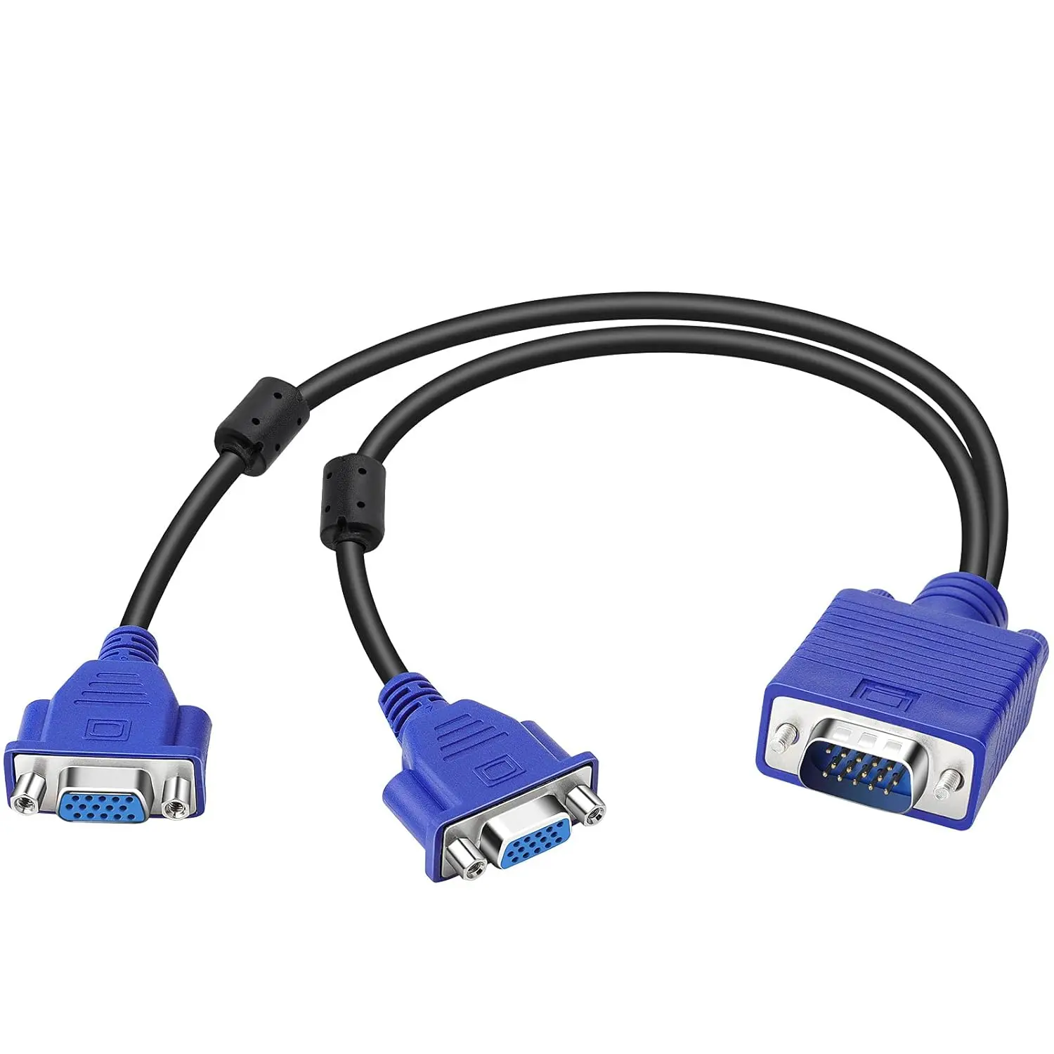 VGA Splitter, 1 Male to 2 Female Plug-and-Play Y-Cord Accessory, Low-Noise VGA Video Splitter for Screen Duplication, Compatible with Computer Monitors, Synthetic, Screen Dupl.