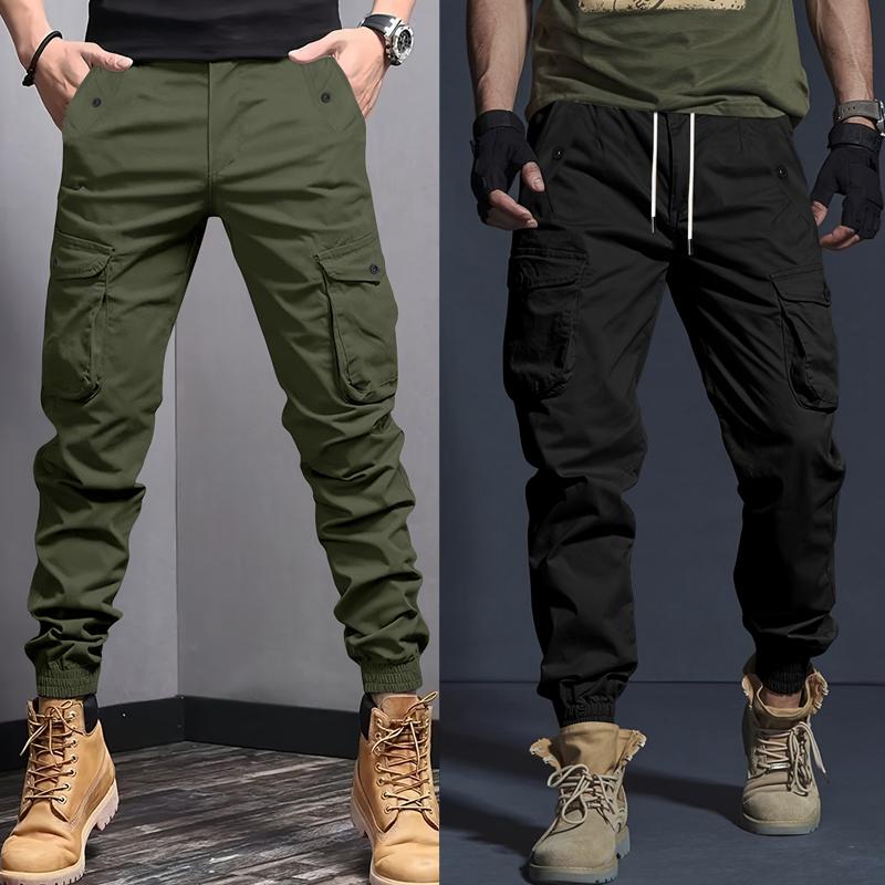 Men's Pants Spring and Autumn Overalls Youth Slim-Fit Outdoor Multi-Pocket Pants Casual Pants Tie-up Pants