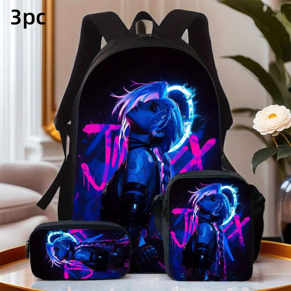 3pcs Backpack Set Arcane Theme Backpack Set, Casual Style, Lightweight Polyester, Adjustable Shoulder Straps, Zipper Closure, Hand Wash, Daily Commuter, Outdoor Leisure Combination Pac