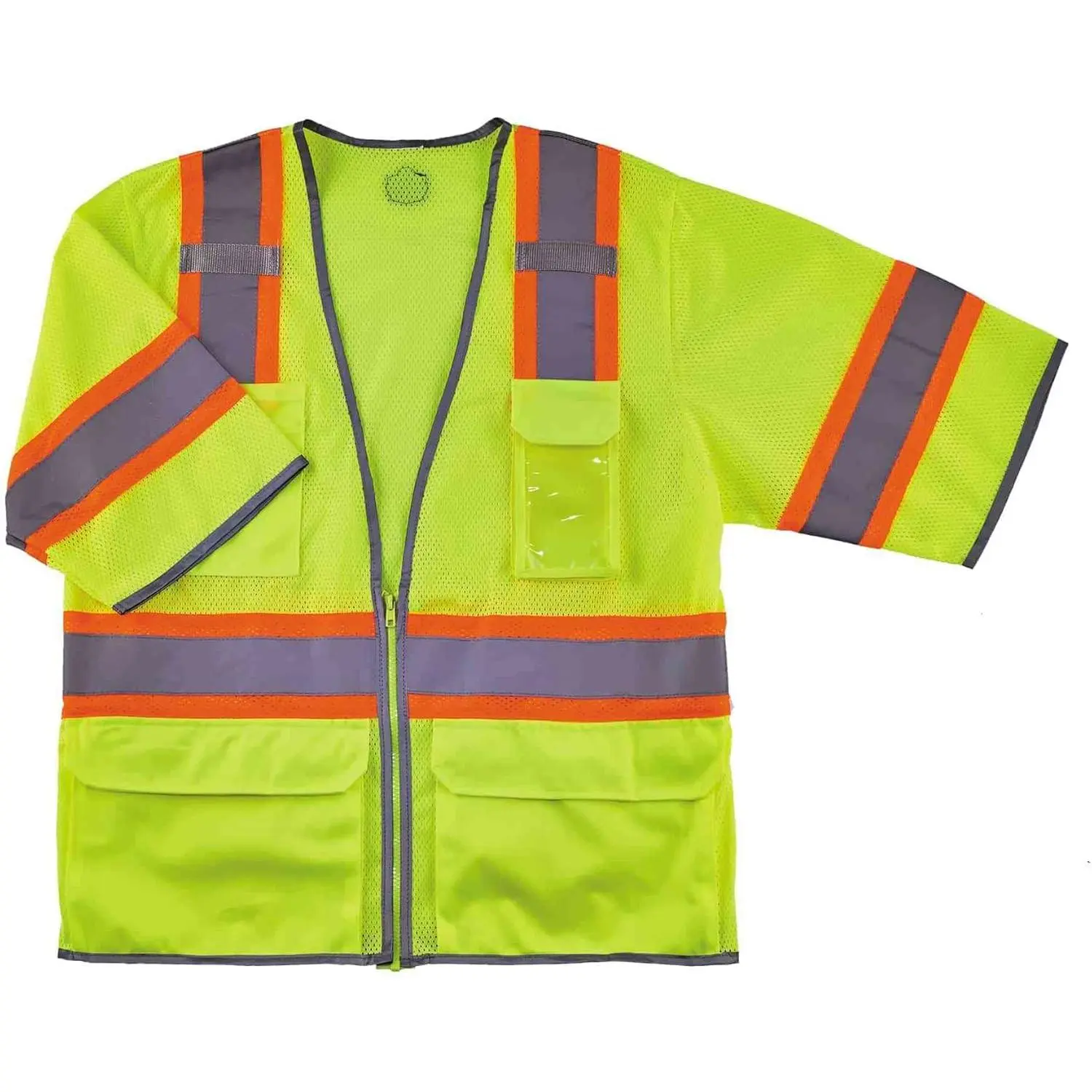 Ergodyne unisex adult Two-tone Hi-vis Class 3 Two Tone Hi Vis Surveyor Vest Zipper, Lime, Large-X-Large US