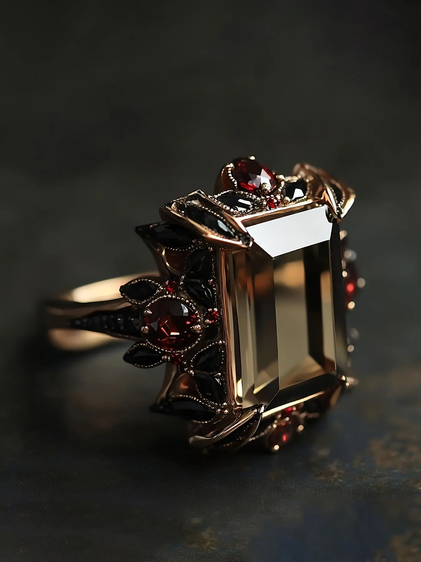1pc Women'S Gothic Bohemian Ring with Dark Red Square Cut Synthetic Zirconia - Deep Burgundy & Black Statement Jewelry, Elegant Gothic Design for Daily Wear, Elegant Fashion Rings