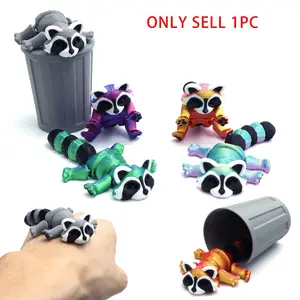 3D Printed Raccoon Design Trash Can Toy, Cute Animal Design, Unique Decoration Gift for Home Office Holiday, Creative Waste Bin