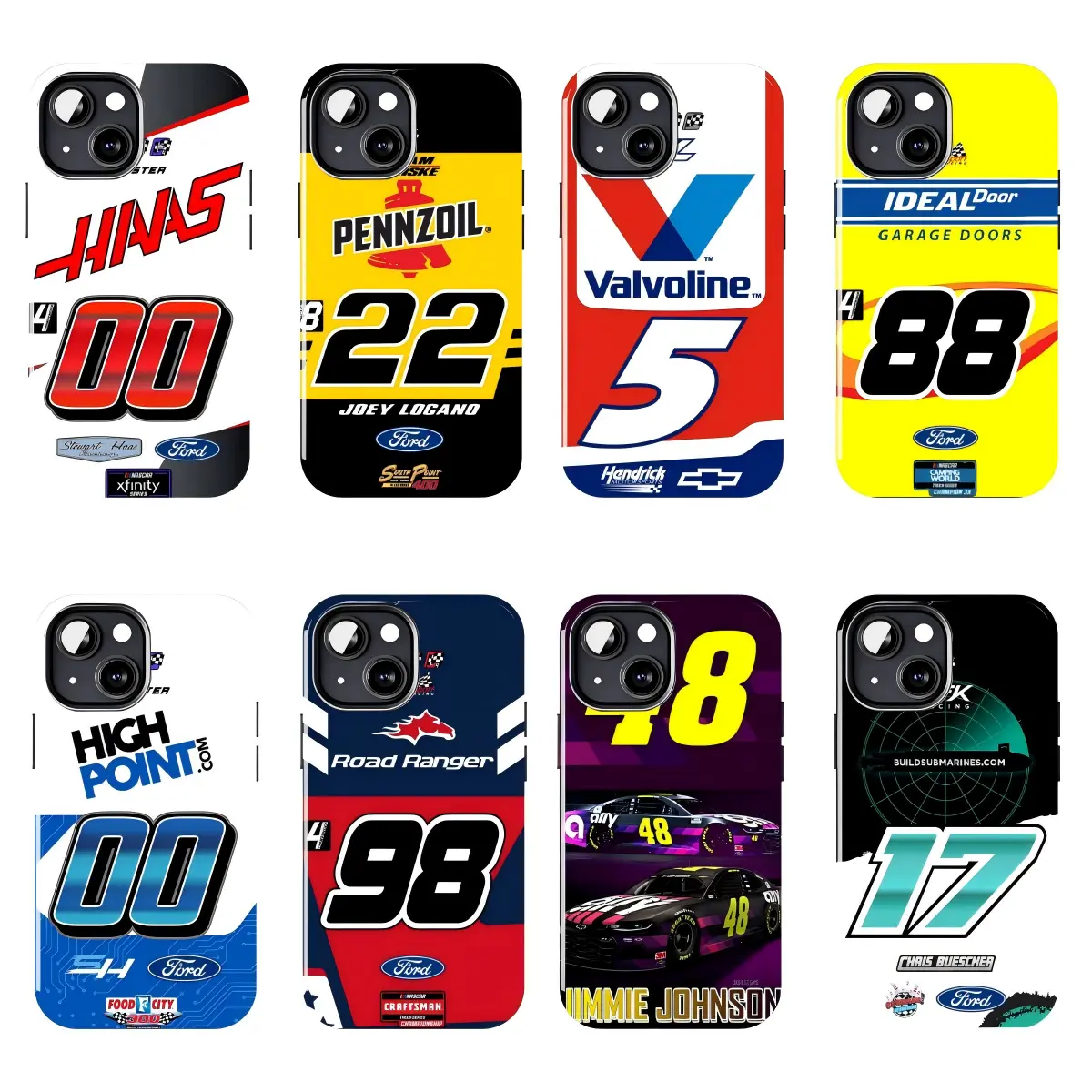 NASCAR Haas Team Phone Case – Shock-resistant protective case with racing graphics; compatible with iPhone 11–17 Pro Max/Plus series and Samsung Galaxy S23–S25 series.