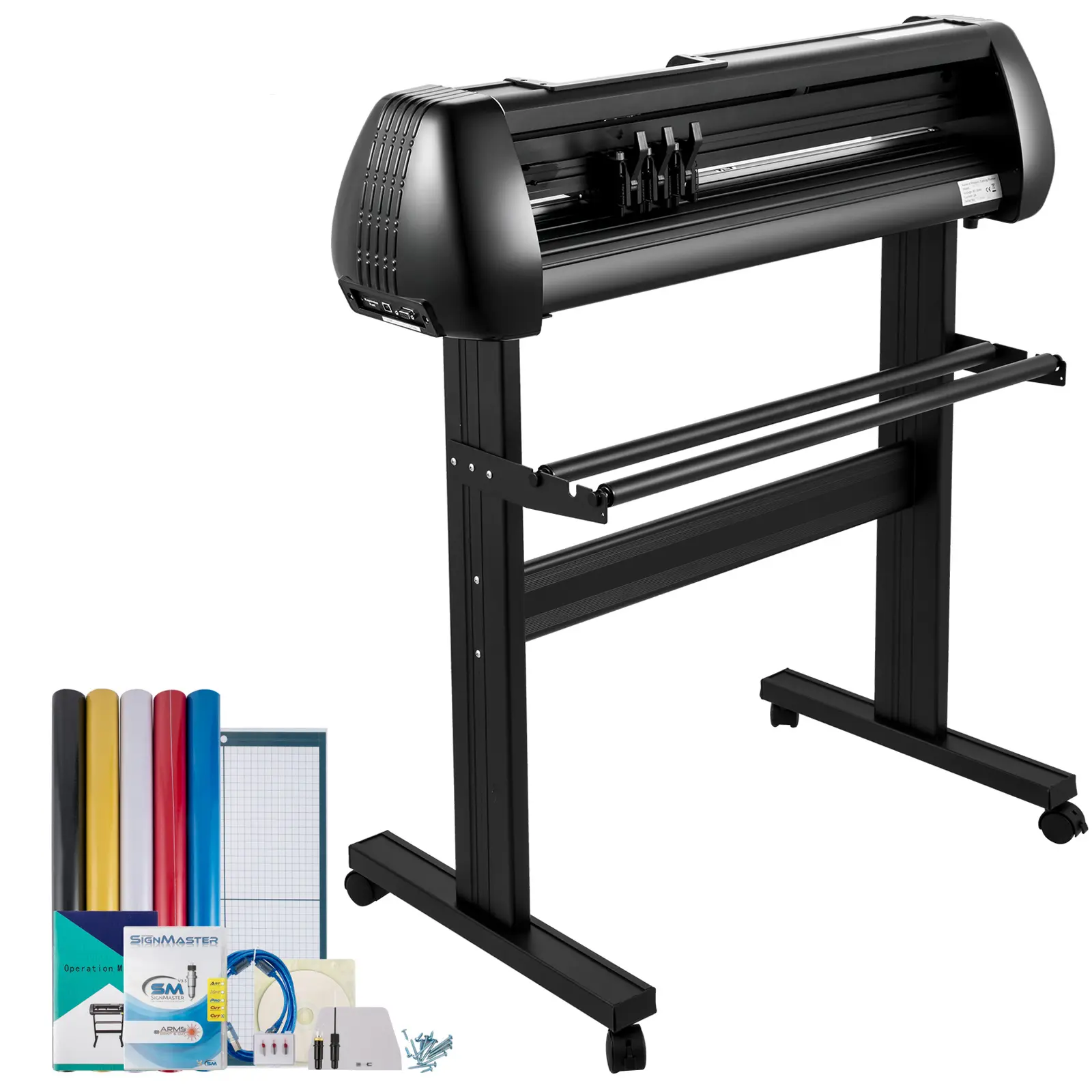 28" Max Size Vinyl Cutting Machine Bundle - Adjustable Force & Speed Plotter with LCD Screen, Aluminum Frame, Powerful Stepper Motors, Windows-Compatible Signmaster Software for DIY Users