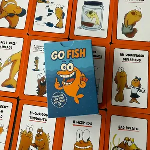 Classic Fishing Card Game for Family Fun, Interactive for 2+ Players, Cartoon Fish Design, Educational Party Game, Easy Paper Setup