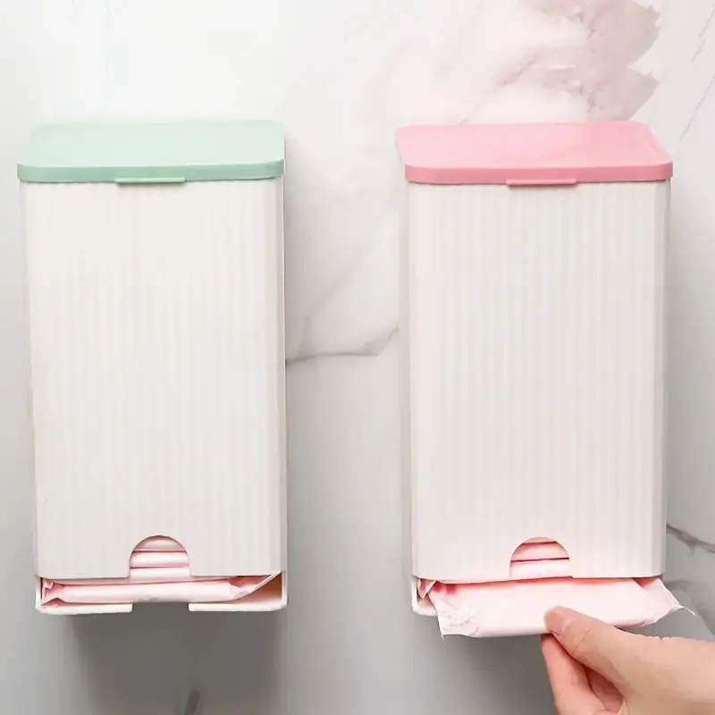 Wall-Mounted Sanitary Napkin Storage Box, No-Drill Bathroom Organizer, Home Use Pull-Out Storage Box,, Space-Saving Design, Bathroom Organizer Supplies, Bathroom Organizing Accessories, Bathroom Organization