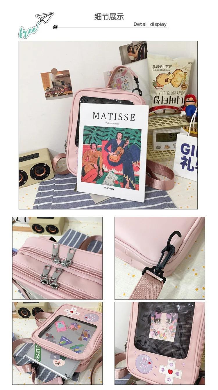Y2K Cute Clear ItaBag Women's Lolita Backpack Kawaii Girl Shoulder Bag DIY Display Transparent Pocket Japanese Doll Tote Handbag