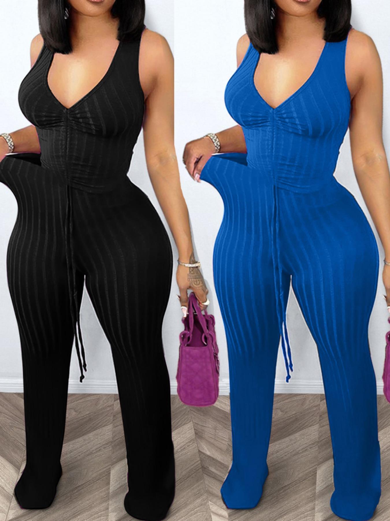 Women's Solid Ribbed Crop Tank Top & Pants Two-piece Set, Casual Fashion Cozy Two Piece Outfits for Daily Outdoor Wear, Ladies Clothes for Summer