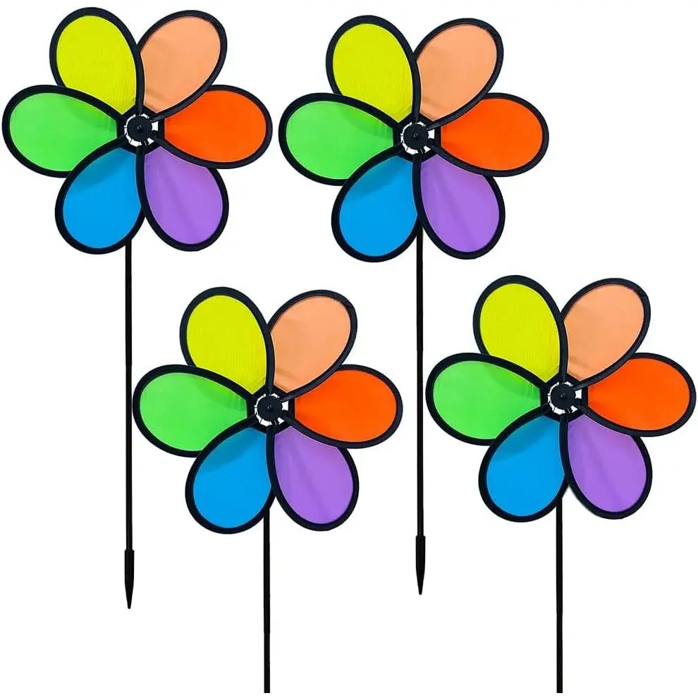 9.4 inch Wind Spinners Flower Spinners Colorful Wind Spinners for Lawn Pinwheels Windmill Party Pinwheel Wind Spinner Yard and Garden ，4pcs