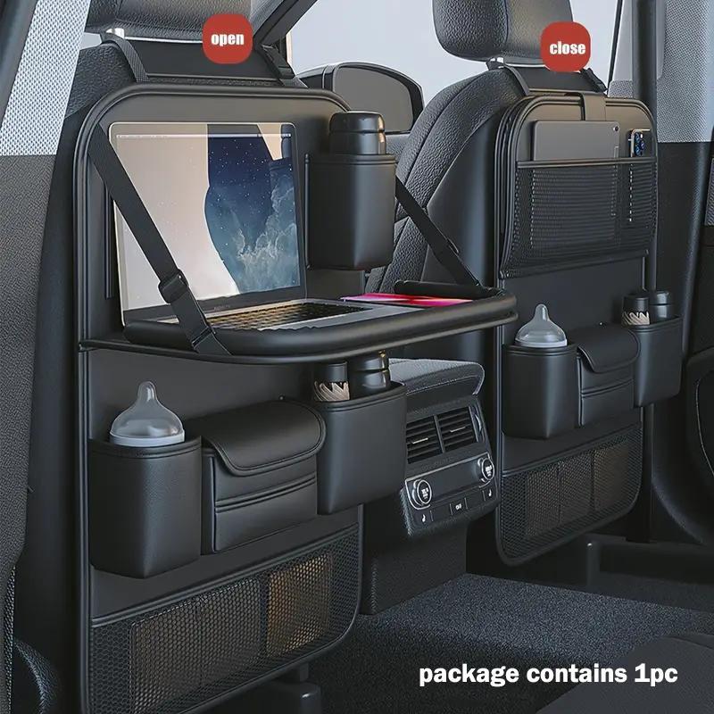 Car Seat Back Storage Table Foldable with Tablet Storage Mesh Pocket Multifunctional Organizer for Long Trips and Travel