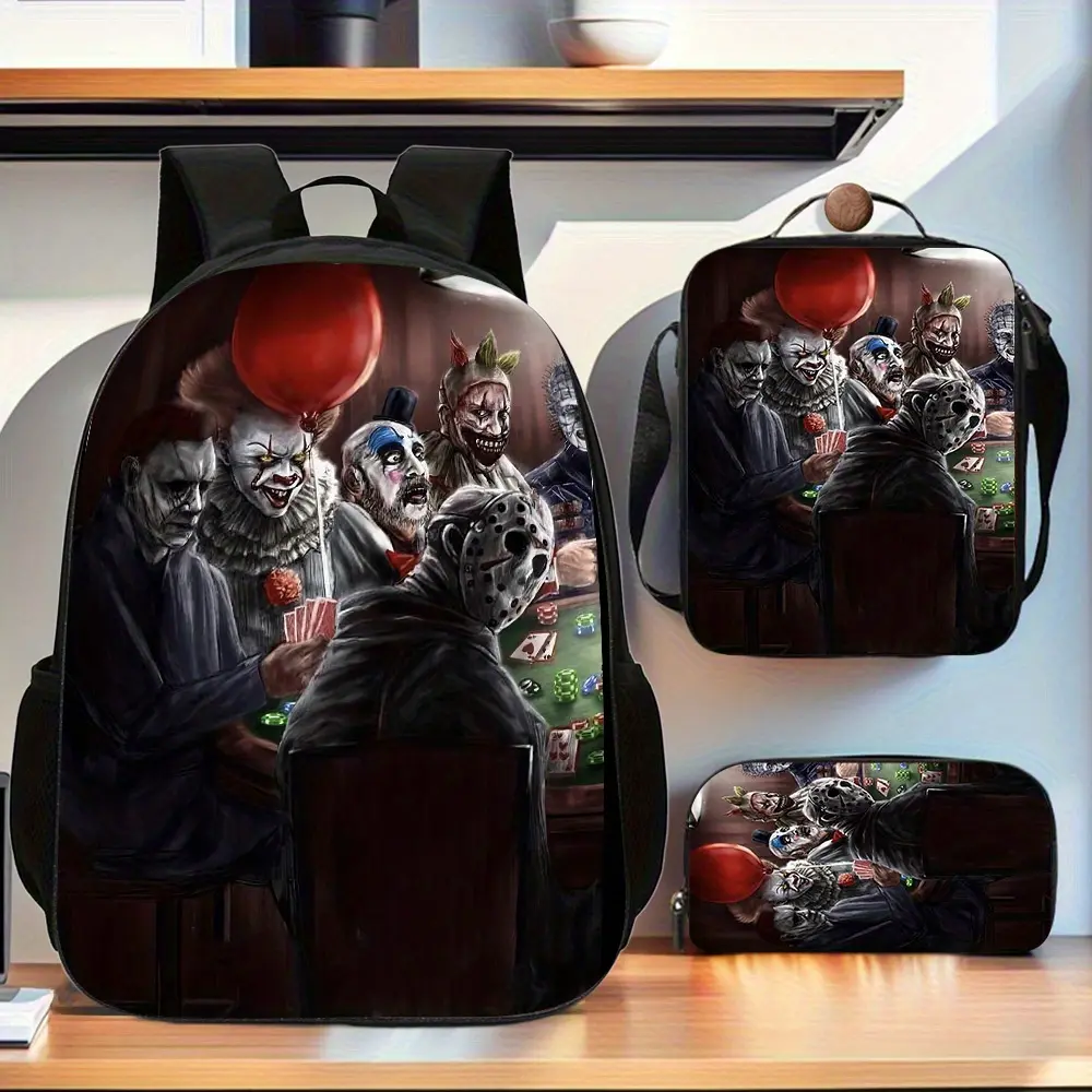 Presents The Derry 3pcs Stylish Backpack Collection, Featuring a Spacious Book Bag, a Handbag, And a Pencil Case, Ideal for Organizing Luggage for Both Men And Women