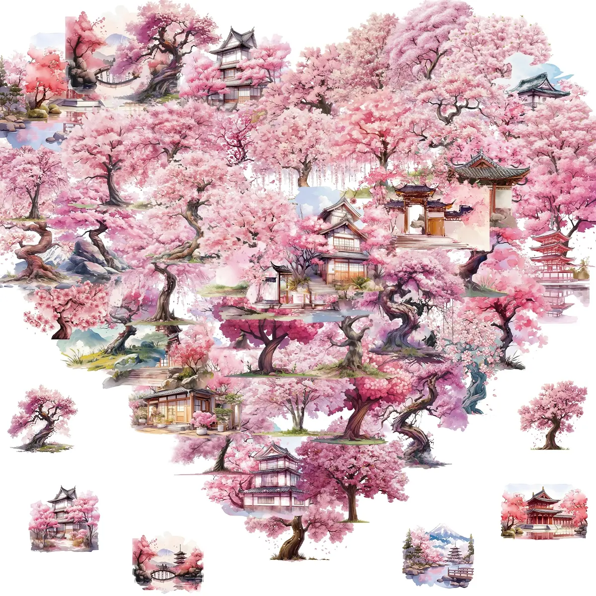 50 PCS Peach Tree Stickers Decals for Kids Boys Girls, Cute Peachs Stickers for Water Bottles Laptop Tablet Phone Scrapbook Luggage Skateboard (Peach Tree )