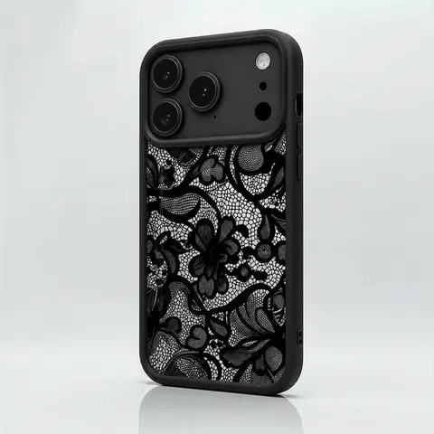 Black and White Lace Pattern, Matte Non-Slip TPU + Silicone Shockproof Phone Case | Unisex Classic Material | Multi-Model Compatible for iPhone18promax 17-11 Pro Max/Plus/Air &  Galaxy S26-S21 Ultra/Plus/FE, Accessories, Smartphone