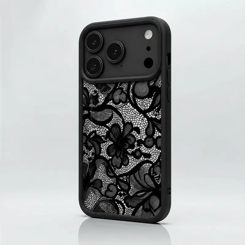 Black and White Lace Pattern, Matte Non-Slip TPU + Silicone Shockproof Phone Case | Unisex Classic Material | Multi-Model Compatible for iPhone18promax 17-11 Pro Max/Plus/Air &  Galaxy S26-S21 Ultra/Plus/FE, Accessories, Smartphone
