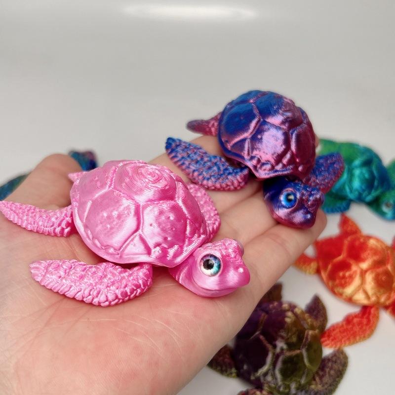 3D Printed Turtle Model with Movable Joints, Creative Collection Desktop Decoration, Handmade Holiday Gifts for Anime Models