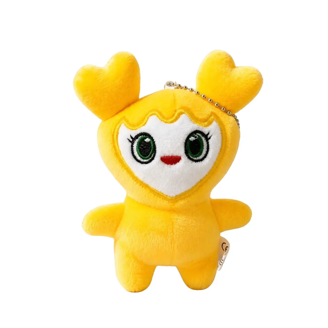 Kawaii Yellow Heart Horn Mini Plush Keychain, Adorable Big Eyes Cartoon Stuffed Bag Pendant, Soft Fluffy Bag Charm Accessory, Perfect Birthday Valentine Holiday Small Gift for Teen Girls Backpack Decor