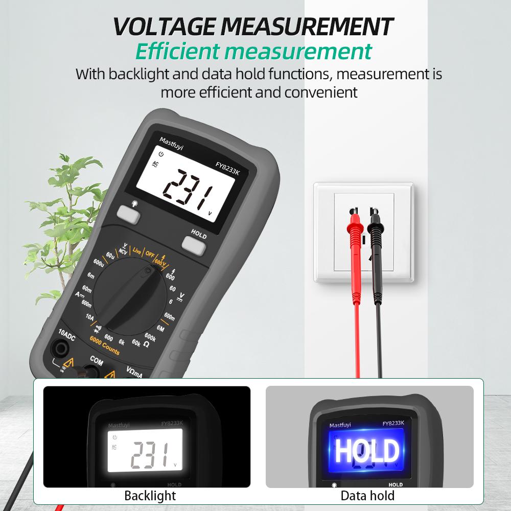 High Precision Digital Multimeter with LCD Display, Smart Overload Protection, Battery Powered Tool for Electricians & Repairers