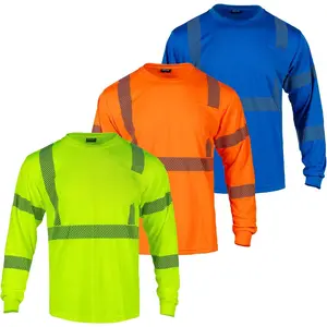 Hi Vis Safety Shirts for Men Class 3 ANSI Long Sleeve Reflective Shirts High Visibility Construction Shirts