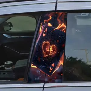 2pcs Poker-Themed Car Stickers, Cool Car Decoration, Suitable for B-Pillars and Car Doors, Waterproof Vinyl Material, Easy to Replace, Scratch-Resistant Disposable Car Accessories, Cover Body Scratc