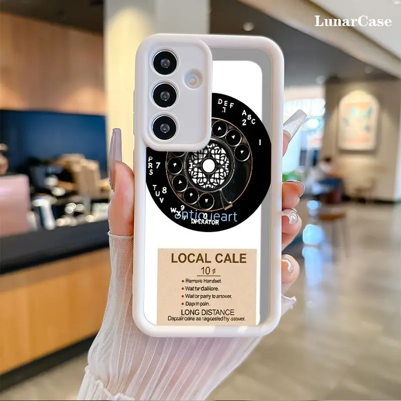 Phone Case - Vintage Rotary Phone Dial with Retro Telephone Keypad Design Stylish Stepped Groove Case, Anti-Drop Anti-Scratch Thin Shell for Galaxy S26 S25 S24 S23 S22 S21 Fe Plus Ultra A13 A14 A15 A16 A17 A33 A34 A35 A36 A52 A53 A54 Note20, Accessories,,