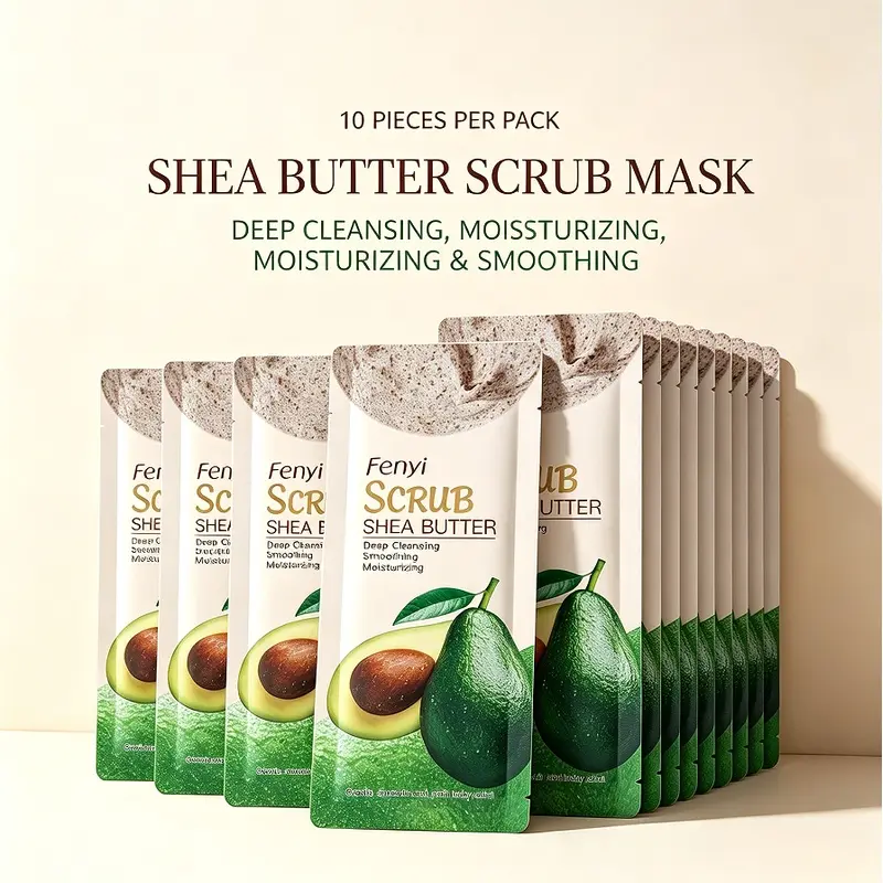 Light Glow Shea Butter Scrub 10PCS Exfoliating Face & Body Scrub Deep Pore Cleansing Hydrating Moisturizer Remove Dead Skin Skincare For Women Daily Shower