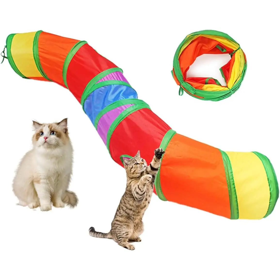 Tunnel,  Tunnels for Indoor Cats Large,Collapsible  Tunnel Maze  Shape S,Rainbow Colors.