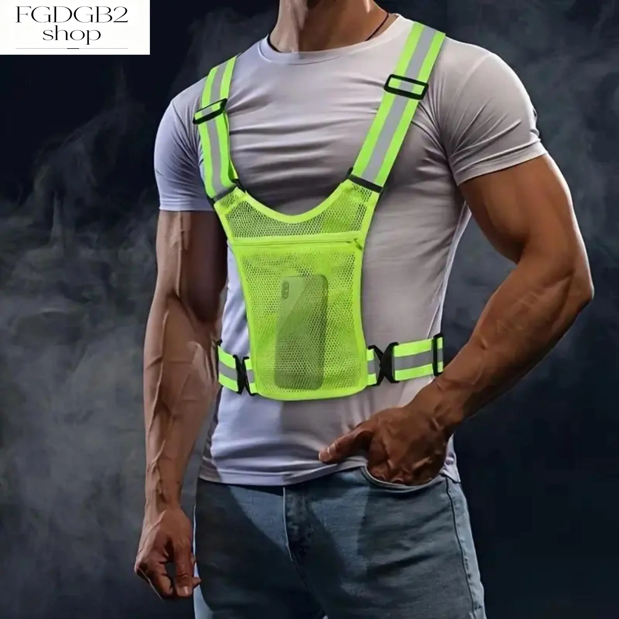 High Visibility Reflective Safety Vest, Lightweight Adjustable Mesh Vest with Pockets, Unisex Reflective Gear for Running, Cycling, Walking, Outdoor Work, Nighttime Activities & Daily Use