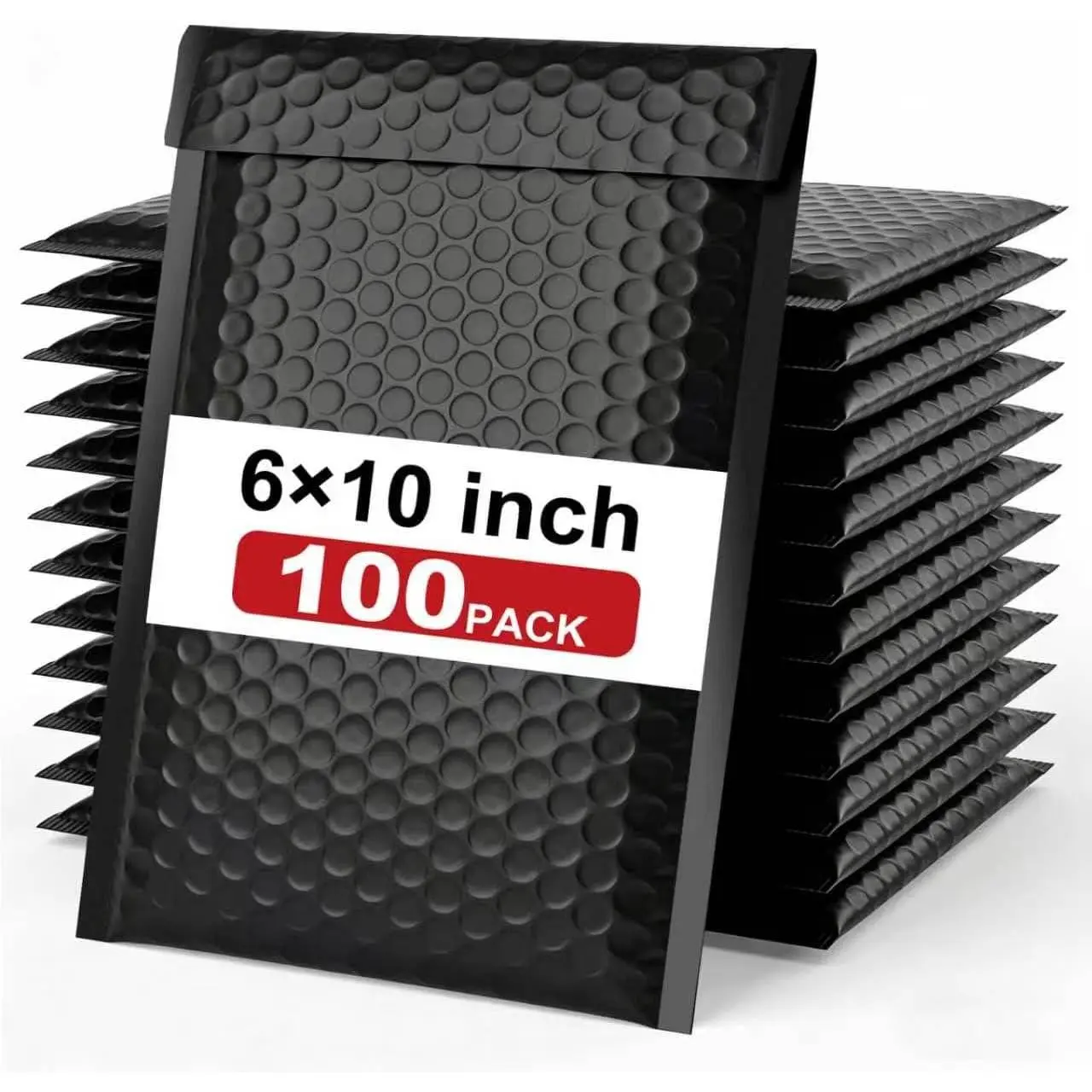 100 Pack 6x10 Inch Black Self-Sealing Padded Bubble Mailers, Waterproof Cushioned Bulk Shipping Envelopes for Small Business, E-commerce, Packaging, Mailing Supplies