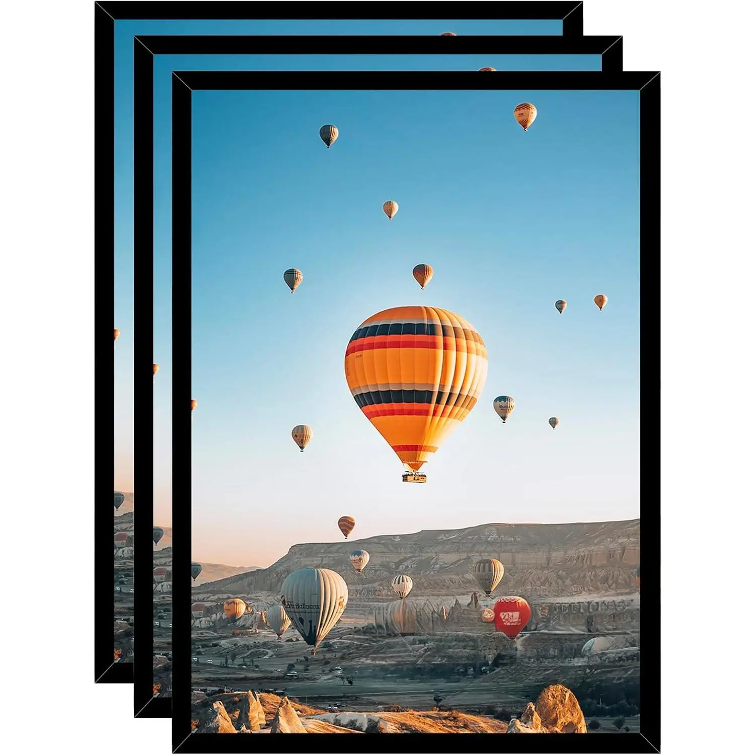 16x24 Picture Frame Black for Poster Photo Picture  3 Pack, Horizontal and Vertical Formats for Wall Hanging, 16 x 24 Wall Gallery Poster Photo Frame for 16 by 24 Photos Posters, 3 Pack, Black