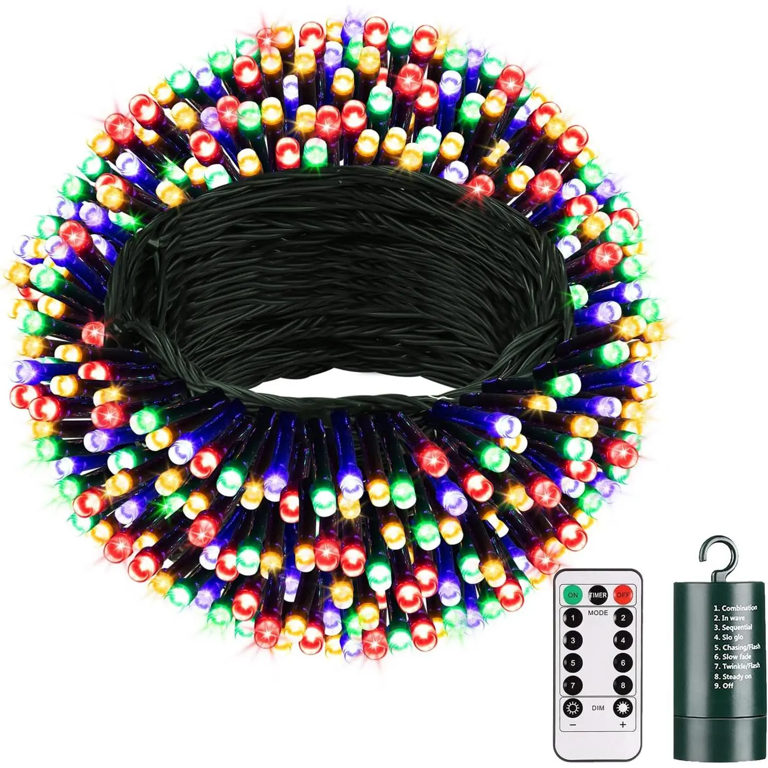 Battery Christmas Lights with Remote, 66ft 200LED Lights Battery Operated with Timer 8 Modes Waterproof for Outdoor Party Holiday Xmas Christmas Trees Decoration, Multicolor