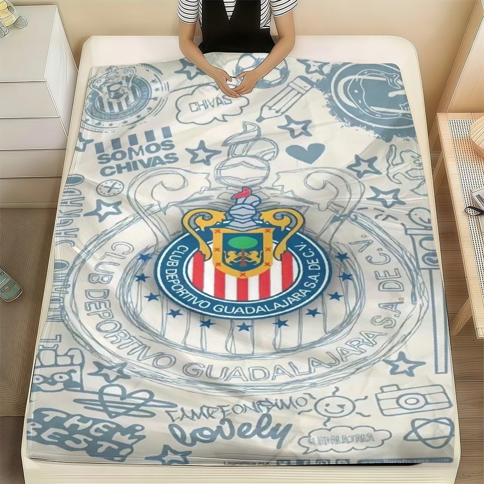 Chivas Blanket - Chivas Deportivo, Liga MX, Las Chivas of Guadalajara, Mexican football fan Blanket,  Mexican league Soccer Club Blanket  , Cobija Sherpa Plush del Chivas, Regalo Papá, Regalo Mamá, Regalo Abuelo