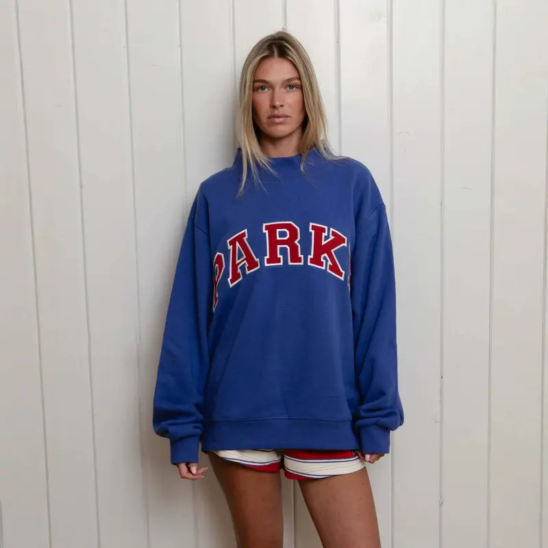 Autumn/Winter New Arrival: PARKE Classic Letter Applique Embroidery High-Neck Stand Collar Loose Sweatshirt