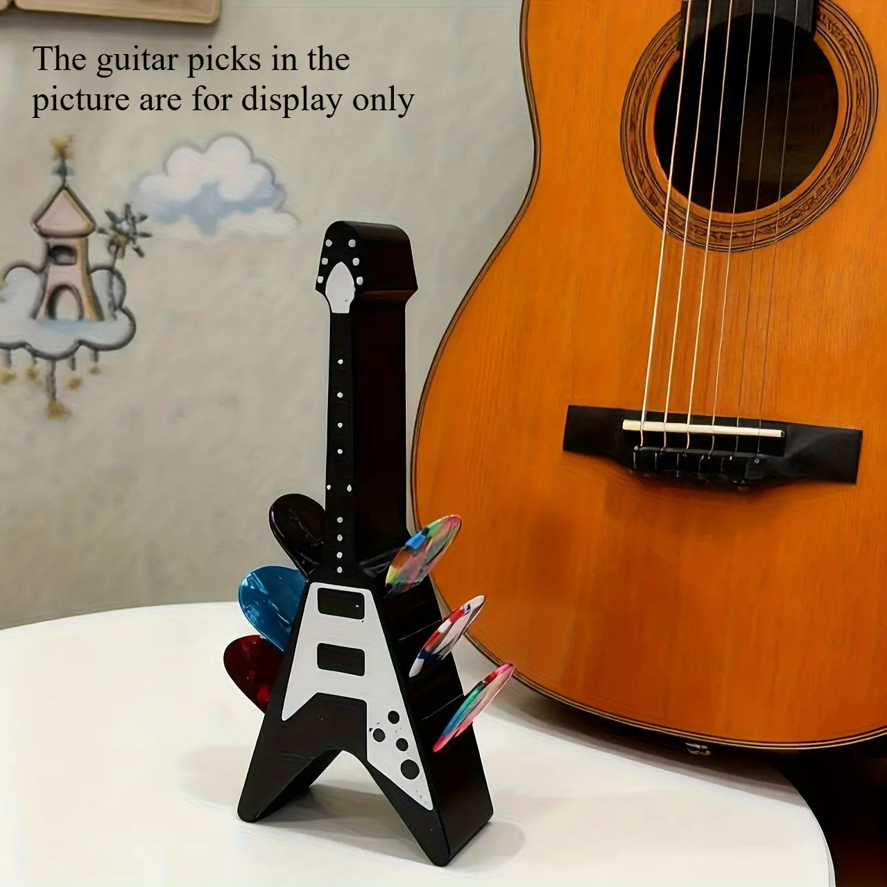 Guitar Pick Holder Box, Guitar Shape Pick Case, Holds 10 Picks, Portable and Durable, Suitable for Acoustic and Electric Guitars, Instrument Accessory Gift