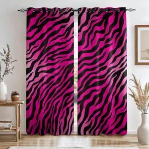 2 Panels Hot Pink Zebra Print Curtains, Darkening Decoration Curtains, Bold Black & Pink Stripes, Light Blocking Curtains for Teens & Girls Bedroom, Y2K Style Room Decor, Perfect for Trendy Home