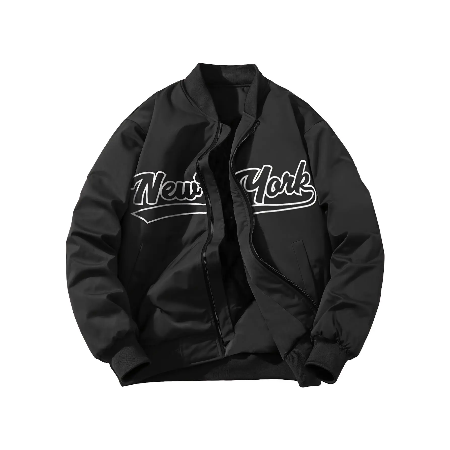 Men's Varsity Bomber Jacket Letter Embroidery Back Graphic Zip Up Flight Coat Baseball Sportswear Outerwear cozy soft cool clean chic active sporty premium classic stylish durable trendy relaxed comfy modern vibe urban fresh hype Multi-Color