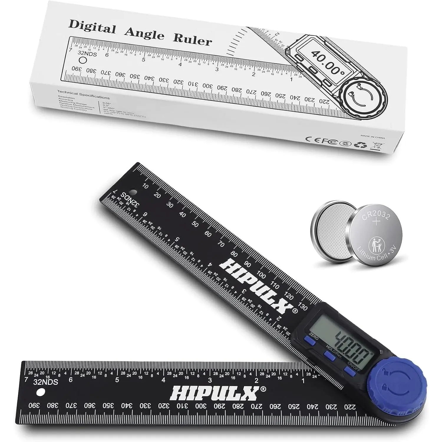 7 Inch Digital Angle Finder Protractor with LCD Display, 0-360° Angle Ruler with Dual Battery for Woodworking Construction