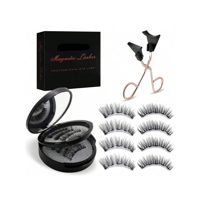 Black Magnetic Eyelashes Kit - Natural Reusable Waterproof Fake Lashes with Applicator, No Glue & Eyeliner Needed, Comfortable All-Day Wear