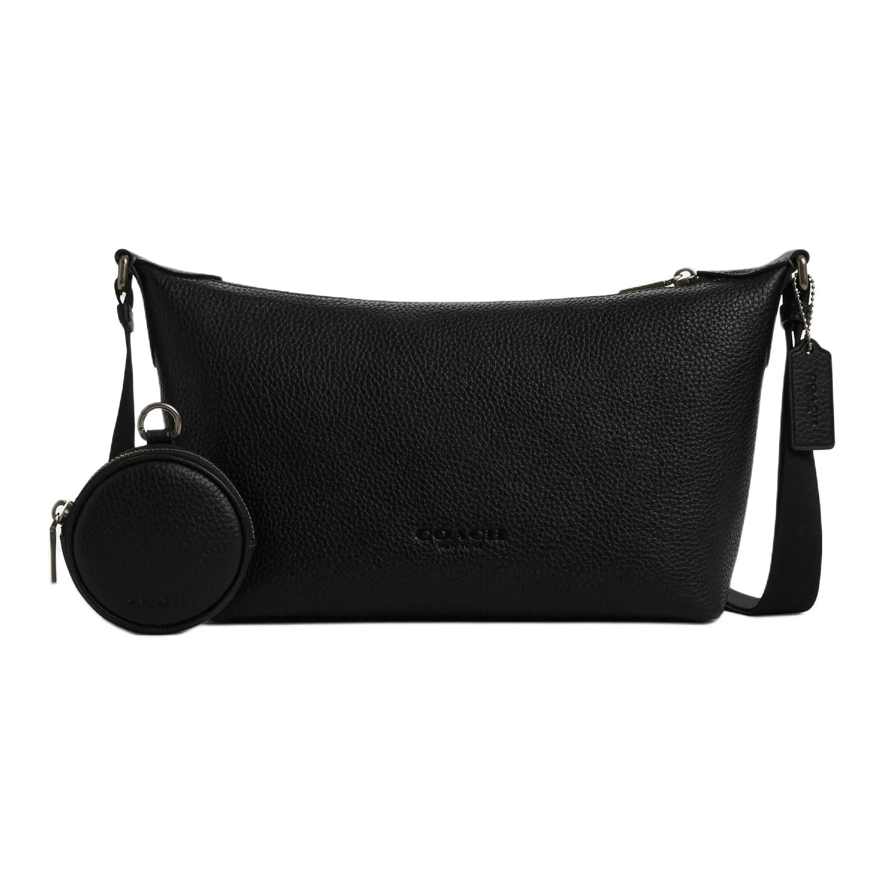 Coach Finn 25 Logo-Embossed Leather Crossbody Bag for Women, Medium Size, Black