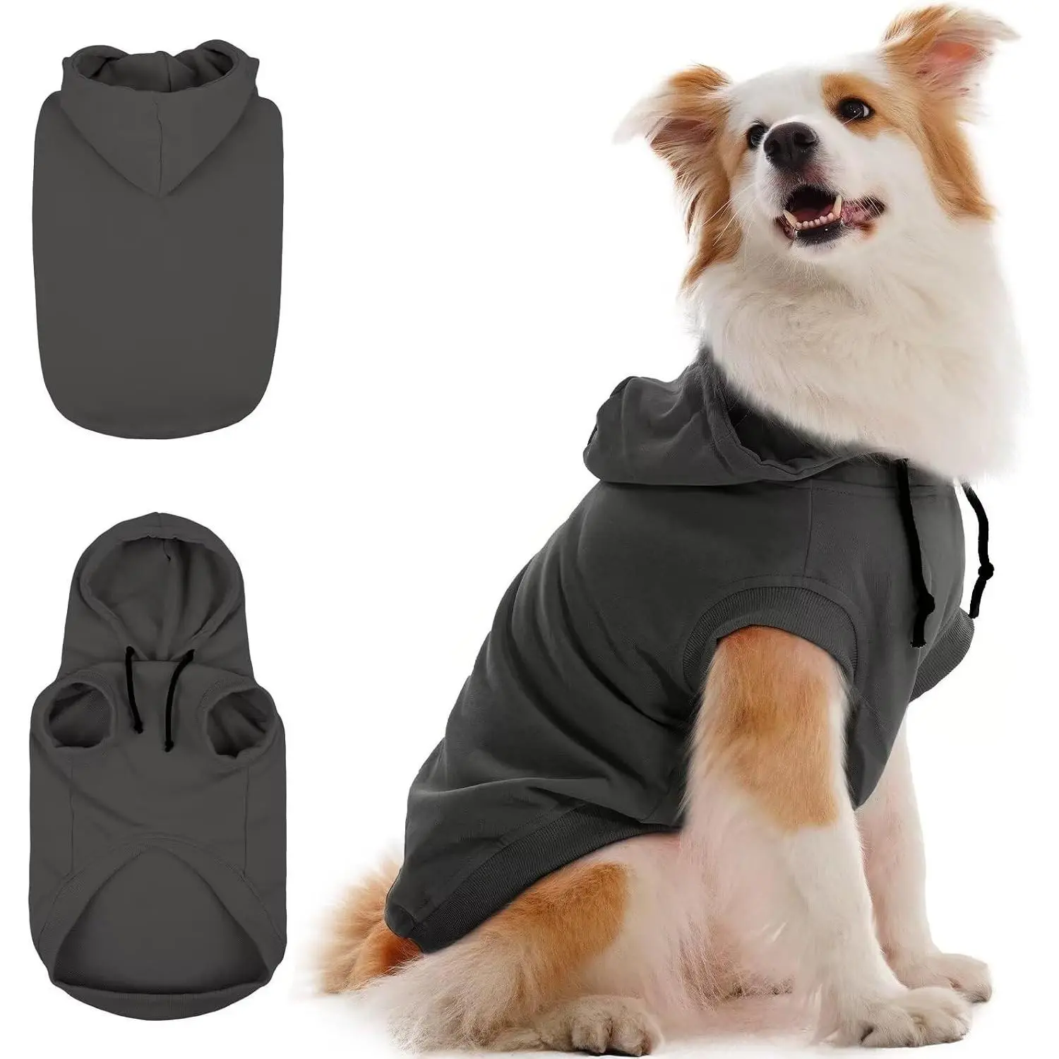 Large Dog Hoodie, XL Dog Sweater for Large Dogs Girl Hooded Sweatshirt,Spring Fall Dogs Pullover for Beagle, Border Collie, Indoor Cozy & Outdoor Play, Grey, XLarge (No Fleece Lined)