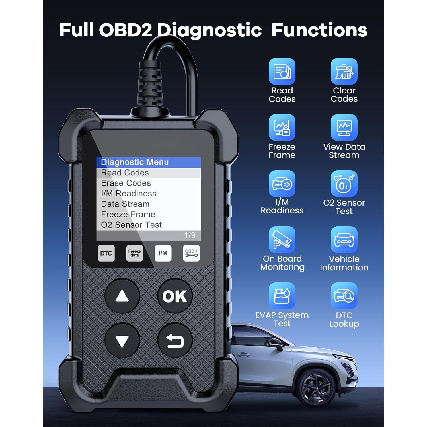 CDL20 Universal OBD2 Scanner, Check Engine Code Reader with Full OBD2 Functions, Info/MIL/EVAP/Freeze Frame/DTC Library, Diagnostic Scan Tool for OBD II & EOBD After 1996 CDL20 Universal OBD2 Scanner, Check Engine Code Reader with Full OBD2 Functions, Info/MIL/EVAP/Freeze Frame/DTC Library, Diagnostic Scan Tool for OBD II & EOBD After 1996