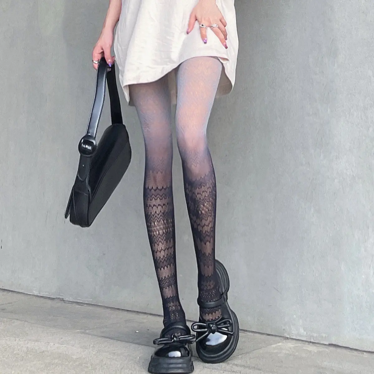 Gradient Color Tights for Women, Colorful Sheer Fishnet Stockings with Hollow Out Jacquard Pattern, Kawaii Style Hosiery for Y2K Fashion